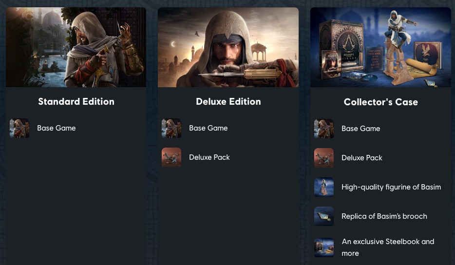 Assassin’s Creed Mirage: Các phiên bản Editions thưởng gì cho người mua?