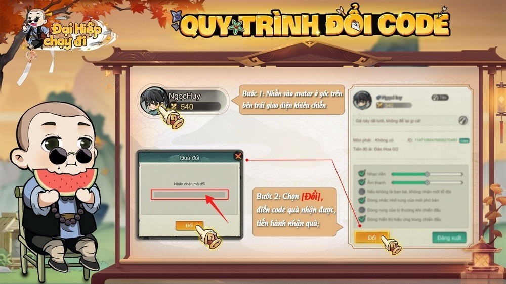 Mọt Game tặng thêm 300 gift code Đại Hiệp Chạy Đi mới nhất cho game thủ