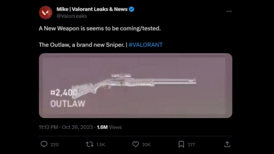 Outlaw - Vũ khí sniper mới trong Valorant bị lộ là gì?