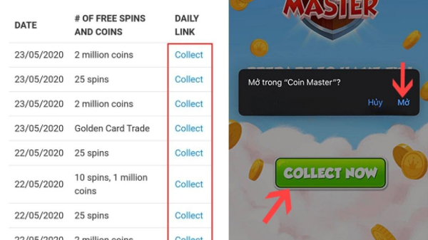 Click chuột vào nút COLLECT để nhận phần thưởng