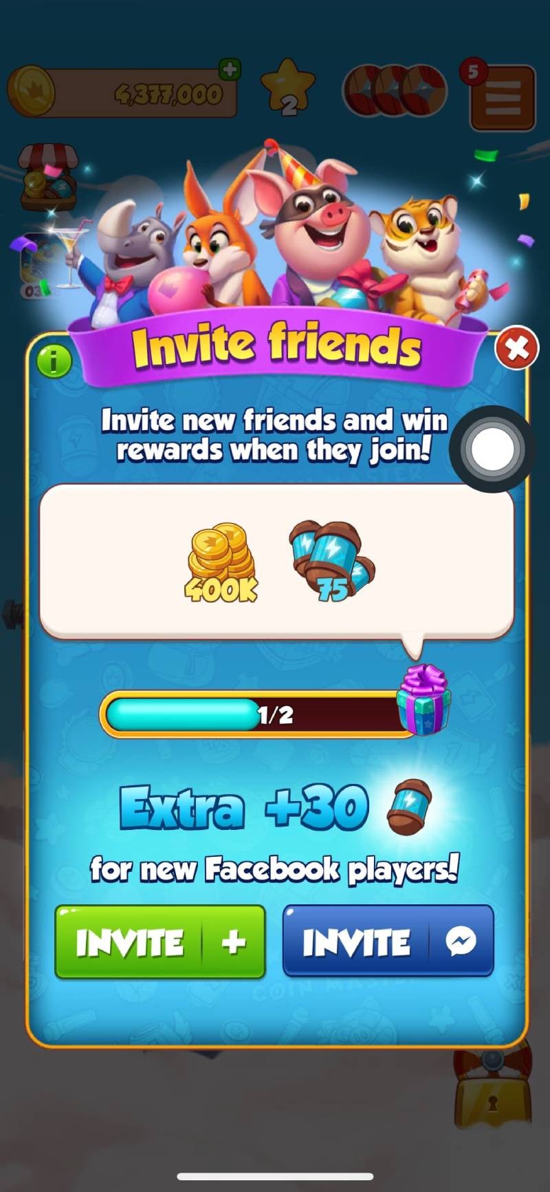 Cách mời bạn bè chơi Coin Master bằng Facebook để nhận thêm lượt Spins
