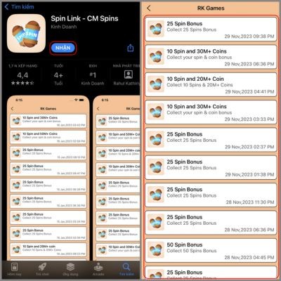 Nhận Spin qua các app nhận thưởng Coin Master