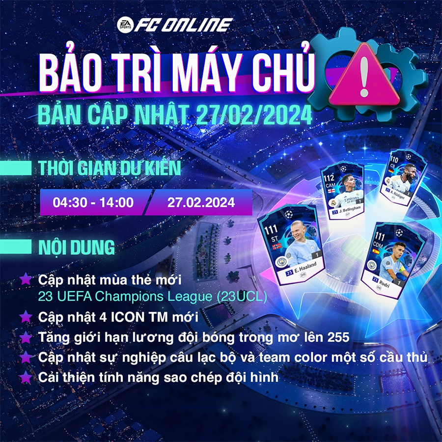 FC Online: Bản cập nhật mùa 23 UCL bảo trì đến mấy giờ?