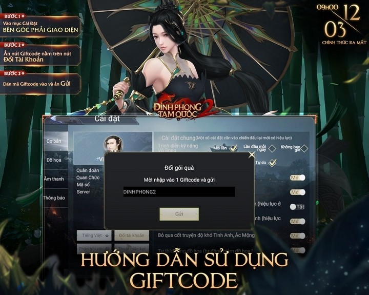 1000 gift code Đỉnh Phong 2 – Tân Tam Quốc độc quyền tại Mọt Game