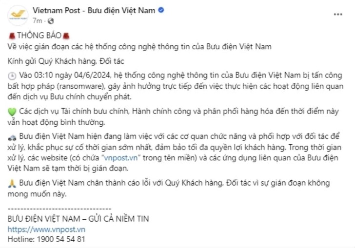 Công ty Bưu điện Việt Nam bị tấn công mã độc tống tiền