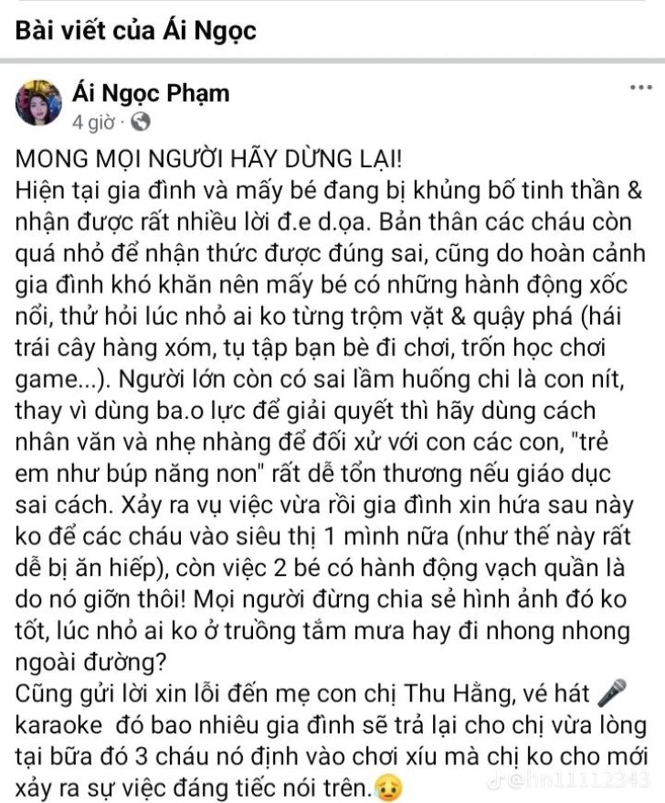 Người nhà của 3 cậu bé có hành vi văng tục, quấy rối ở Aeon Mall tỏ thái độ lồi lõm