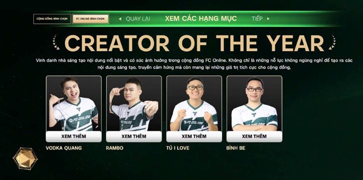 FC Online Year-End Gala 2024: Ai sẽ trở thành Creator of the Year năm nay?