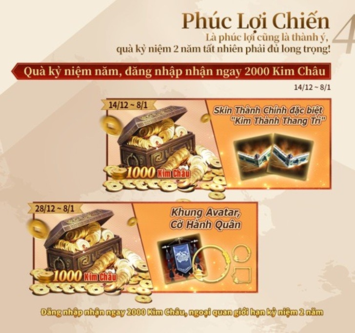 Tam Quốc Chí – Chiến lược kỷ niệm 2 năm ra mắt phiên bản lớn kỷ liên chiến!