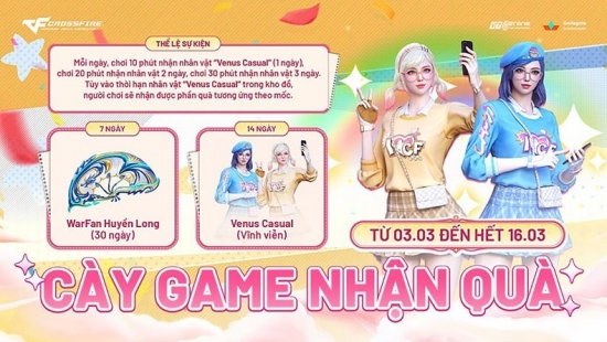 Đột Kích tặng miễn phí nhân vật Venus Casual khi đăng nhập chơi game