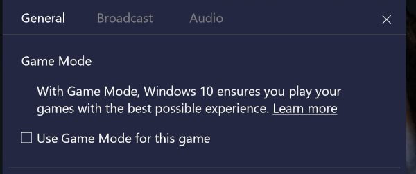 Game Mode Windows 10 Creators