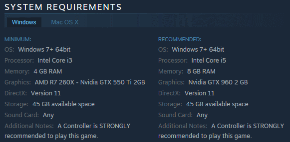 Syberia 3 PC system requirements