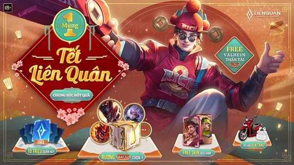 TẾT LIÊN QUÂN BÙNG NỔ VỚI HÀNG LOẠT QUÀ KHỦNG DÀNH CHO GAME THỦ - TẶNG SKIN HỮU HẠN CÙNG 10 TRIỆU QUÂN HUY MIỄN PHÍ