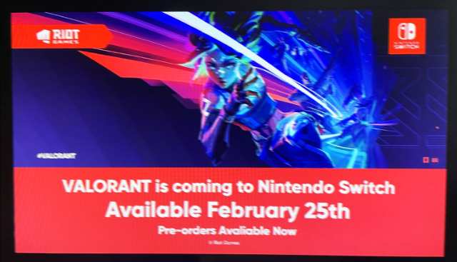 Valorant sẽ có mặt trên Nintendo Switch vào cuối tháng 2.2022?