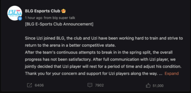 LMHT: Uzi sẽ tạm nghỉ thi đấu một thời gian để 'điều chỉnh lại trạng thái'