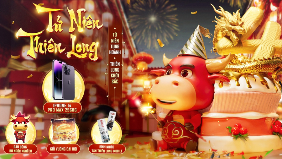 Đãi sinh nhật 4 tuổi, Tân Thiên Long Mobile VNG tặng quà khủng iPhone 14 Pro Max