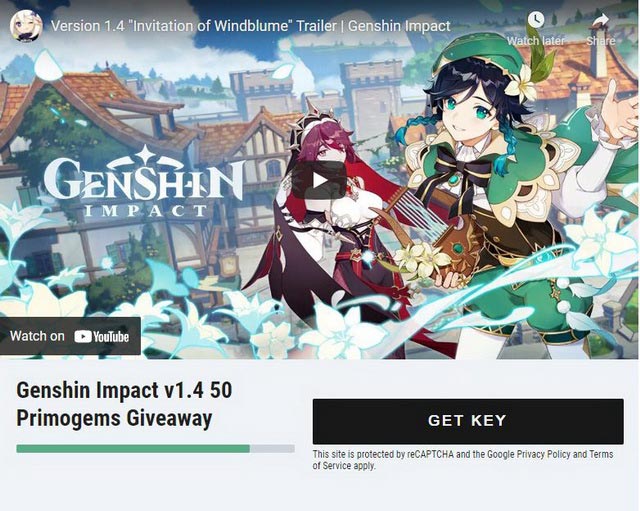 Genshin Impact gift code