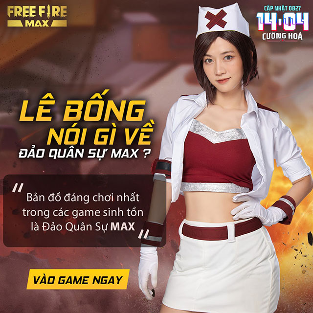 Kaity Nguyễn xuất hiện trên sảnh chờ Free Fire Max OB27