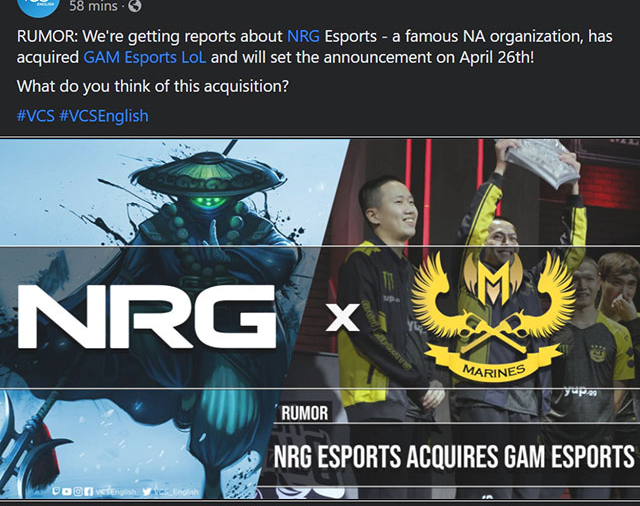 Tin đồn: GAM Esports sẽ được NRG Esports mua lại!