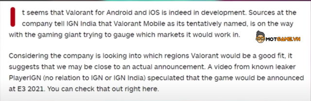 Valorant: Valorant có thể sẽ được xuất hiện trên điện thoại