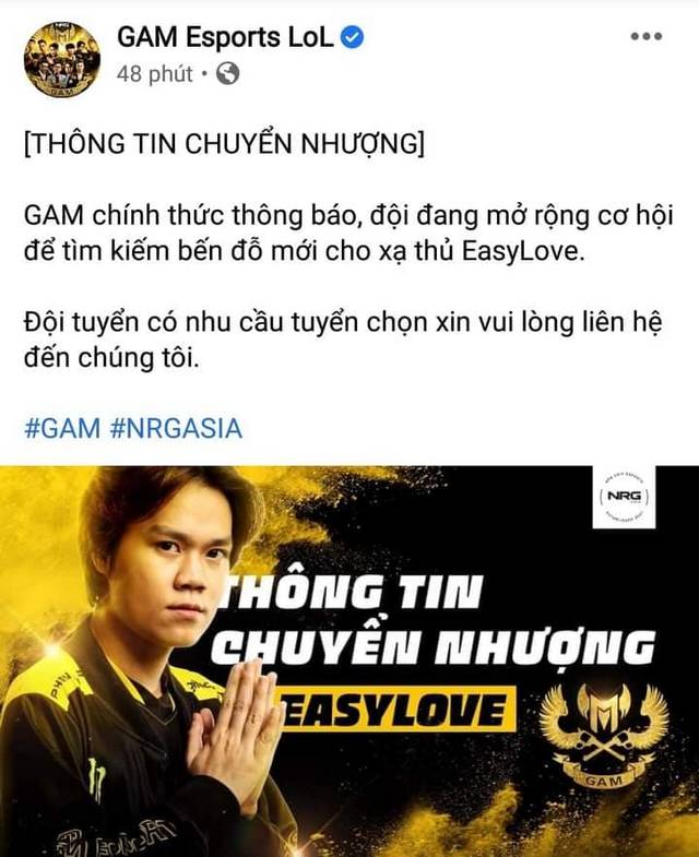 &amp;quot;Xạ Thủ Chim Mồi&amp;quot; EasyLove rời GAM esport, liệu có phải do vấn đề Zeros làm lộ tiền lương ?