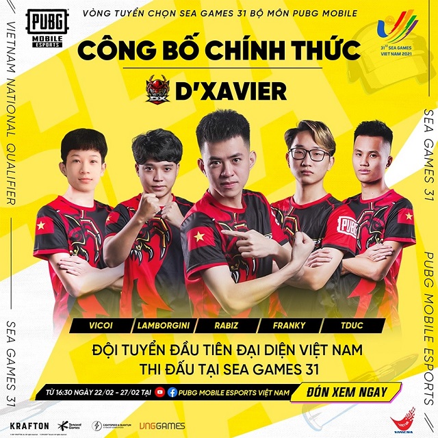 D'Xavier SEA Games 31: Đánh giá cơ hội giành huy chương của đại diện Việt Nam ở bộ môn PUBG Mobile