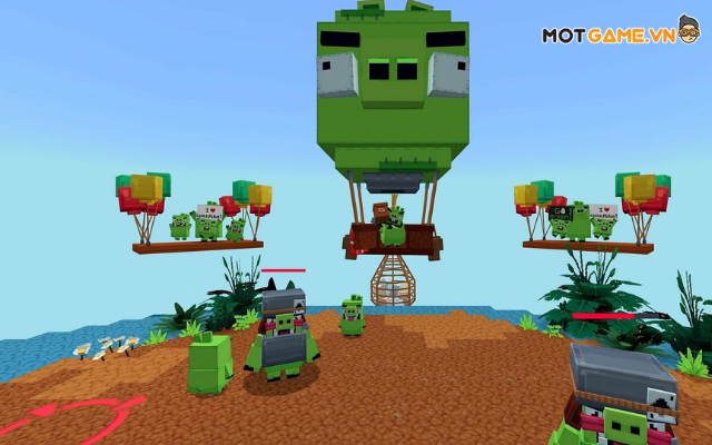 Kẻ thù lợn xanh cần tiêu diệt trong Minecraft Angry Birds DLC