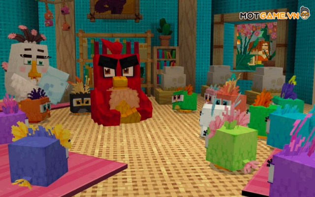 Các chú chim Angry Bird hình vuông trong Minecraft Angry Birds DLC
