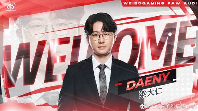 Weibo Gaming công bố chiêu mộ Daeny làm HLV Trưởng WBG