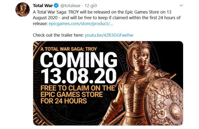 Epic Games miễn phí Total War Saga: Troy – chơi lớn crack cũng phải nể