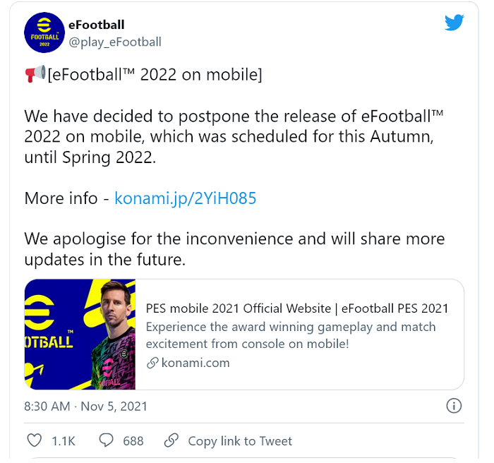eFootball 2022 Mobile: Fan thất vọng tràn trề khi dời ngày phát hành sang 2022