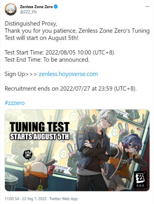 Zenless Zone Zero siêu phẩm của MiHoyo mở test tháng 8