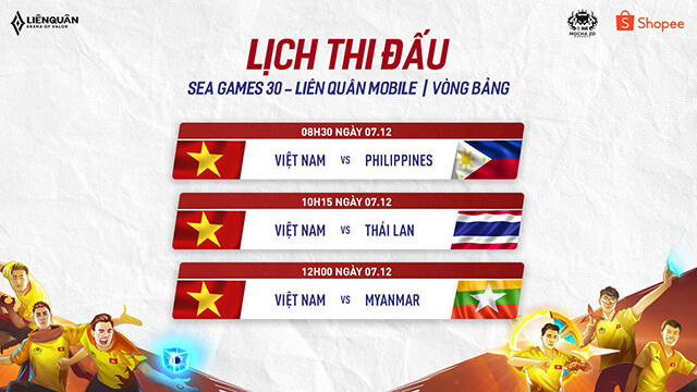 Sea games 30 - Đội tuyển Liên Quân Việt Nam sẽ ra quân sáng ngày 7/12