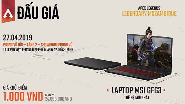 MSI hợp tác với Phong Vũ ra mắt giải Apex Legends trên... laptop gaming