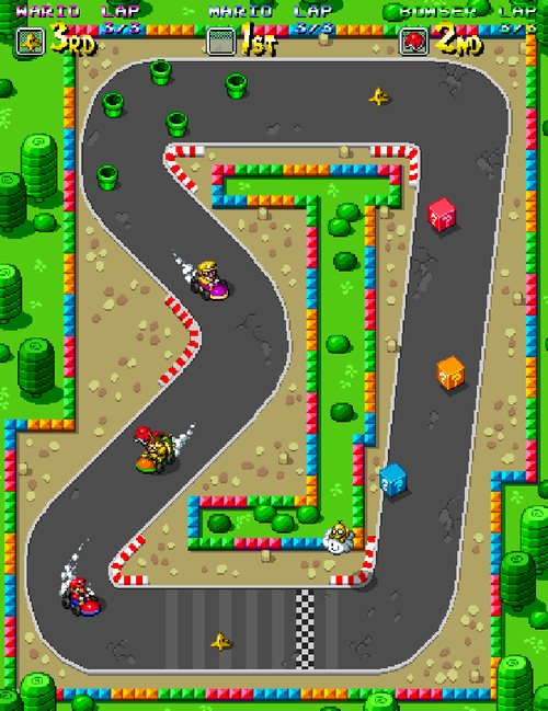 Mario Kart bản game thùng nhìn vẫn hấp dẫn.