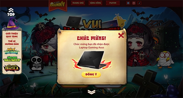 Chơi Halloween - Rinh Laptop Gaming miễn phí, bỏ túi quà độc quyền từ Gunny PC