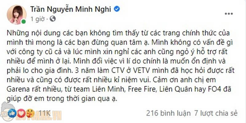 Có người cố tình ném đá giấu tay, hạ thấp nhân phẩm MC Minh Nghi?