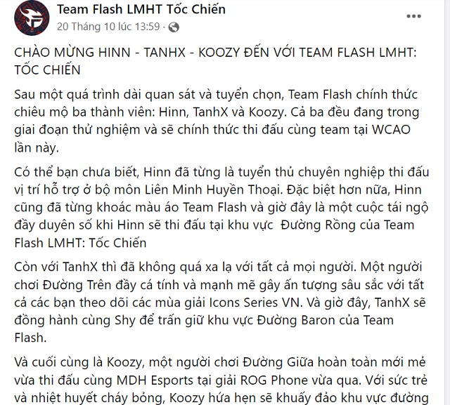 Tốc Chiến: Team Flash chào đón 3 thành viên mới