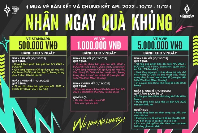 APL 2022: Việt Nam sẽ chính thức mở bán vé Bán Kết và Chung Kết vào ngày 25/11