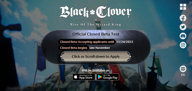 Hướng dẫn đăng ký tham gia Closed Beta Black Clover M: Rise of the Wizard King từ Garena