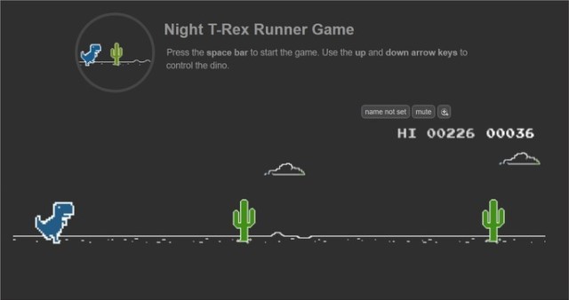 Night T-Rex Runner Game