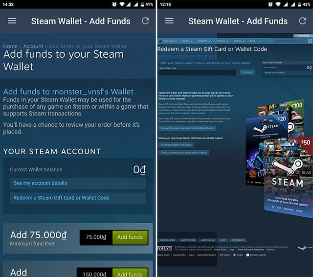 thẻ Steam Wallet