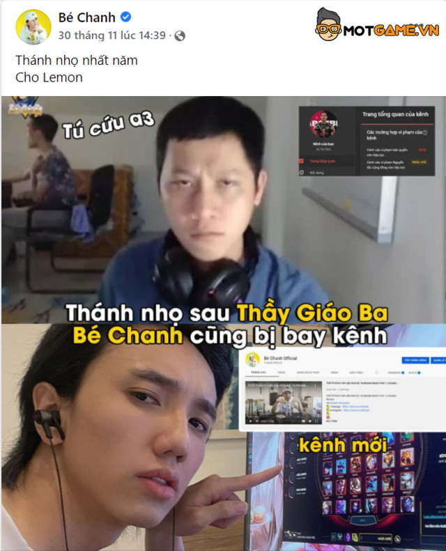 Sau Thầy giáo Ba, Bé Chanh là người tiếp theo bị bay kênh YouTube