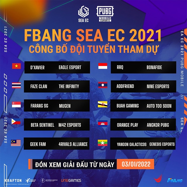 PUBG Mobile: Lộ diện 20 đội tuyển tại FBANG SEA EC 2021